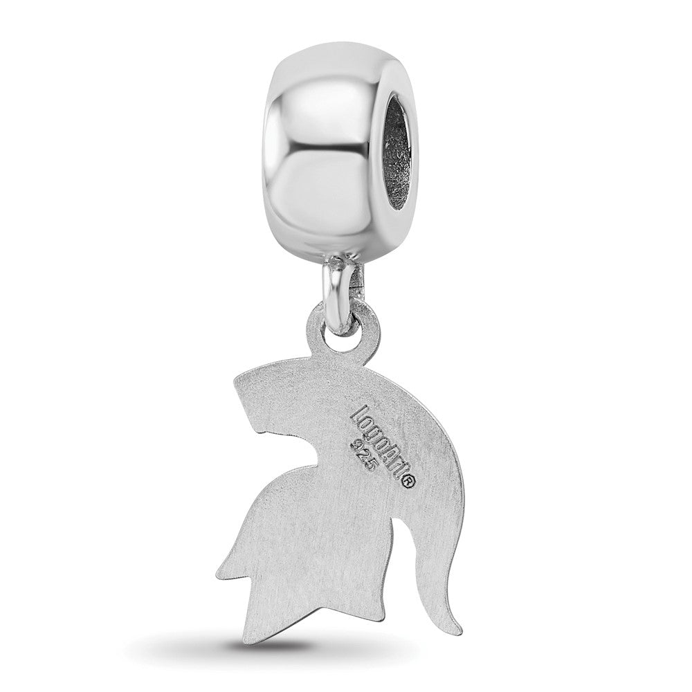 Sterling Silver Rhod-Pltd Logoart Michigan State U. Small Dangle Bead