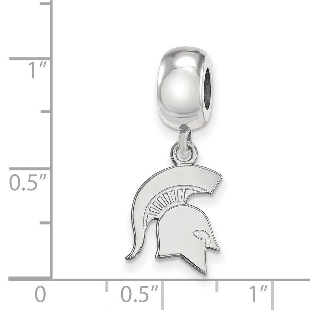 Sterling Silver Rhod-Pltd Logoart Michigan State U. Small Dangle Bead