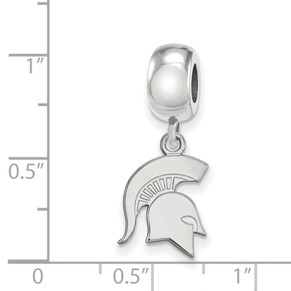 Sterling Silver Rhod-Pltd Logoart Michigan State U. Small Dangle Bead