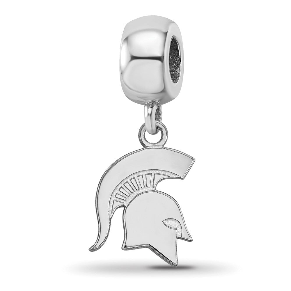 Sterling Silver Rhod-Pltd Logoart Michigan State U. Small Dangle Bead
