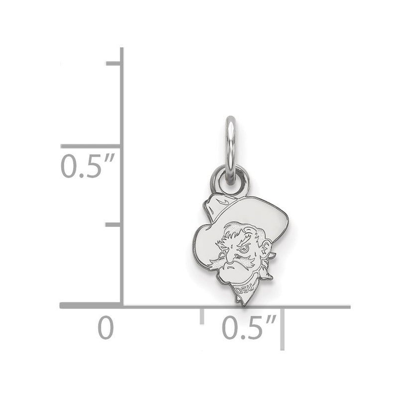 Sterling Silver Rhodium Plated Logoart Oklahoma State University Cowboy Extra Small Pendant