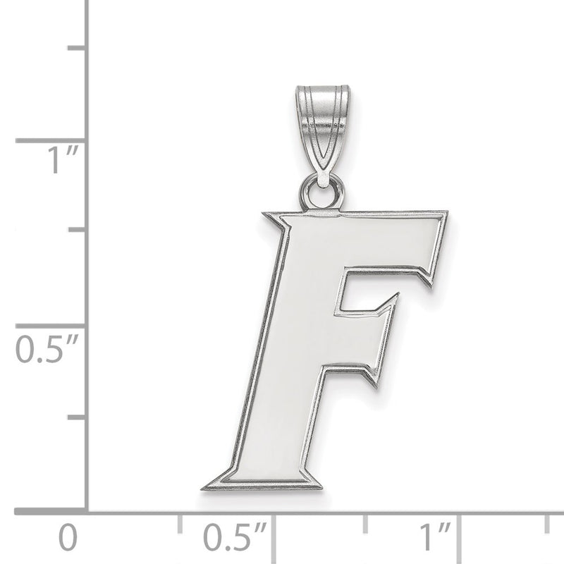 Sterling Silver Rhodium Plated Logoart University Of Florida Letter F Large Pendant