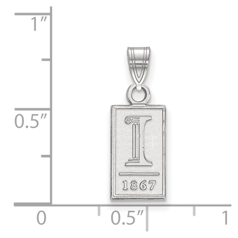 Sterling Silver Rhodium Plated Logoart University Of Illinois I 1867 Small Pendant