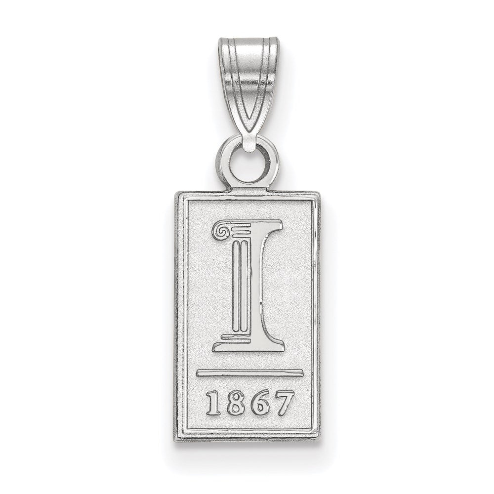 Sterling Silver Rhodium Plated Logoart University Of Illinois I 1867 Small Pendant