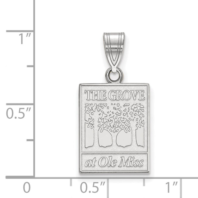 Sterling Silver Rhodium Plated Logoart University Of Mississippi The Grove At Ole Miss Medium Pendant