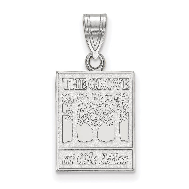 Sterling Silver Rhodium Plated Logoart University Of Mississippi The Grove At Ole Miss Medium Pendant