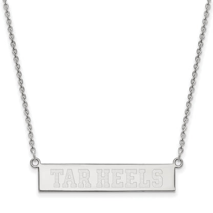 Sterling Silver Rhodium Plated Logoart University Of North Carolina Tar Heels Small Bar 18 Inch Necklace