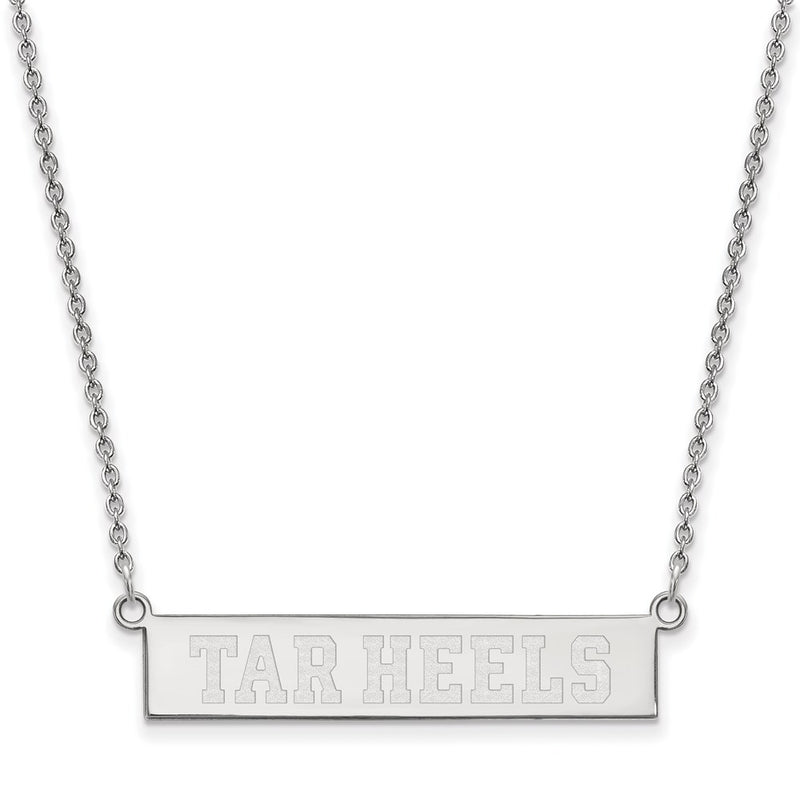 Sterling Silver Rhodium Plated Logoart University Of North Carolina Tar Heels Small Bar 18 Inch Necklace