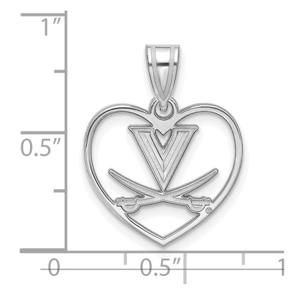 Sterling Silver Rhodium Plated Logoart University Of Virginia Heart Pendant