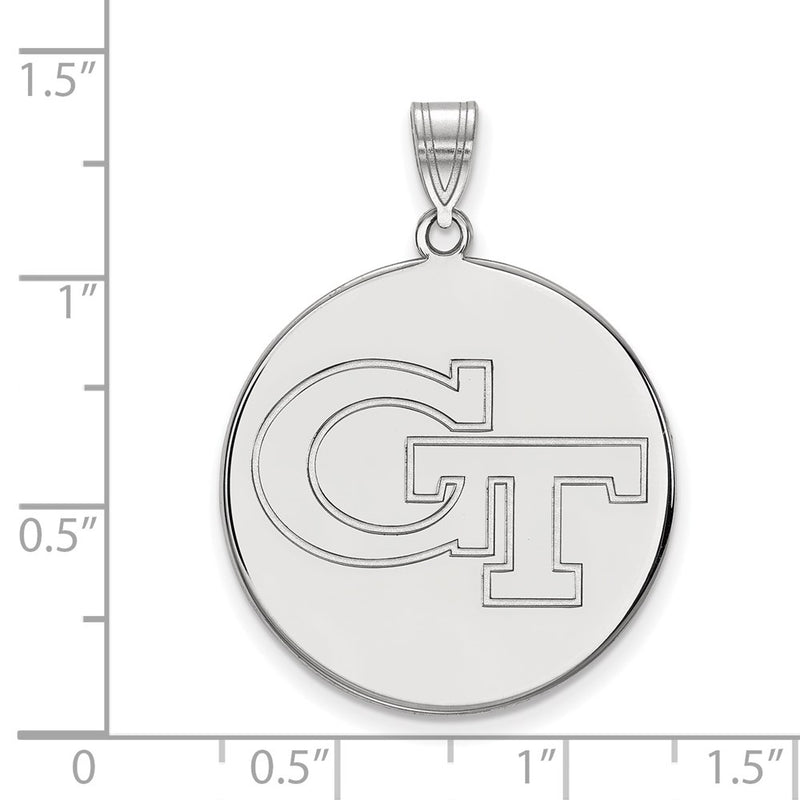 10K White Gold Logoart Georgia Institute Of Technology G T Extra Large Disc Pendant
