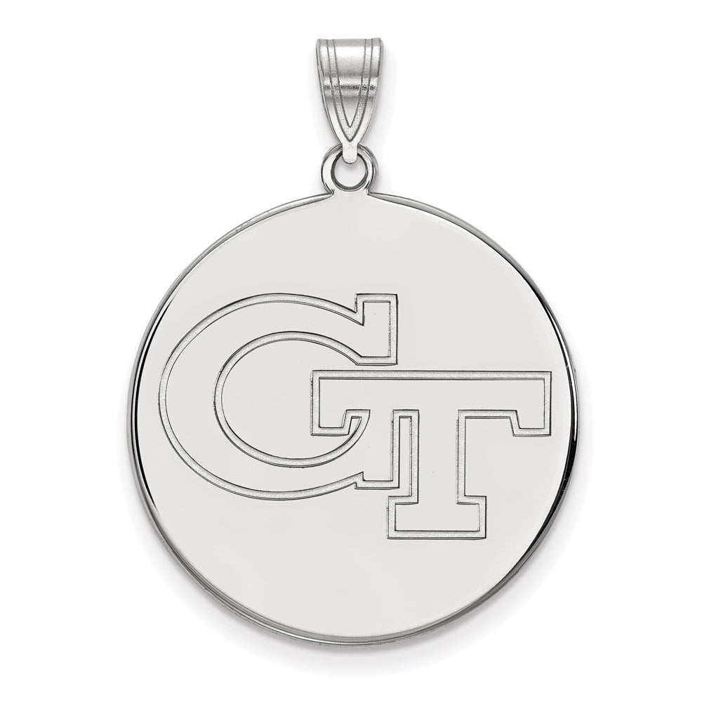 14K White Gold Logoart Georgia Institute Of Technology G T Extra Large Disc Pendant