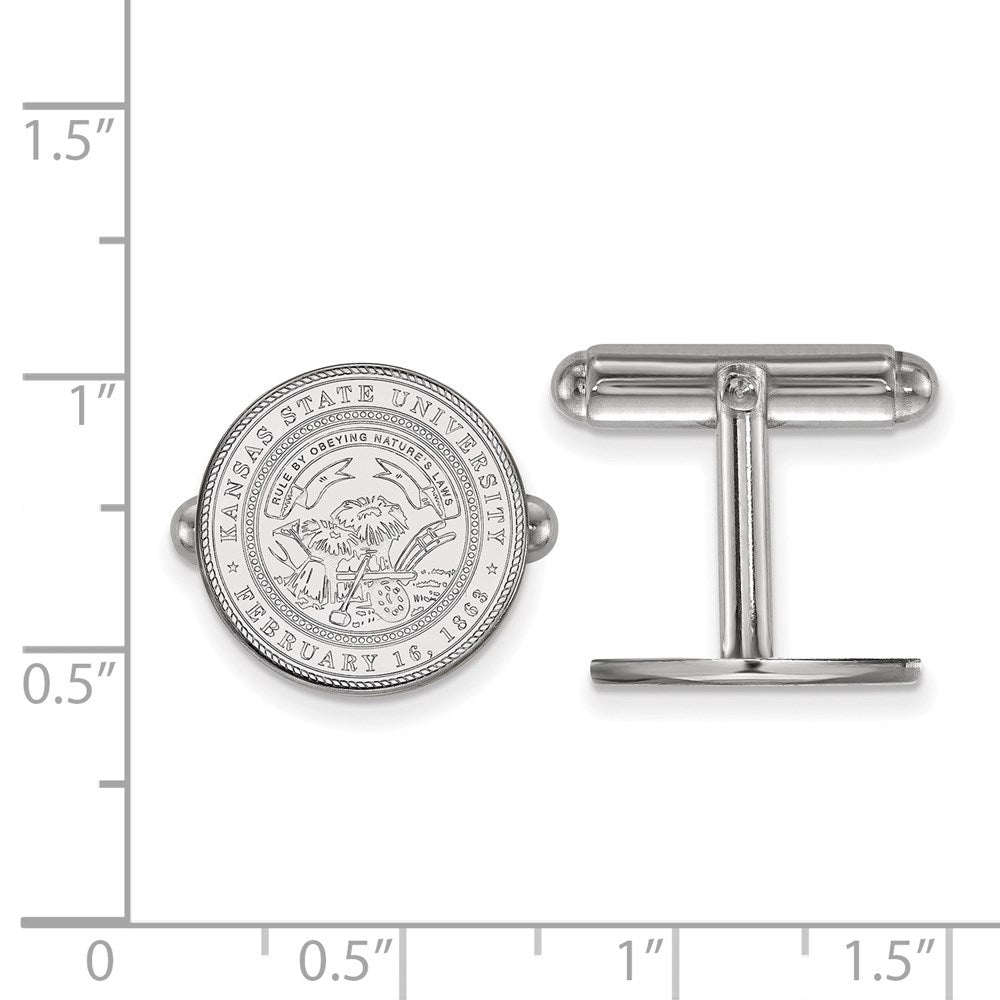 Sterling Silver Rhod-Pltd Logoart Kansas State University Crest Cuff Links