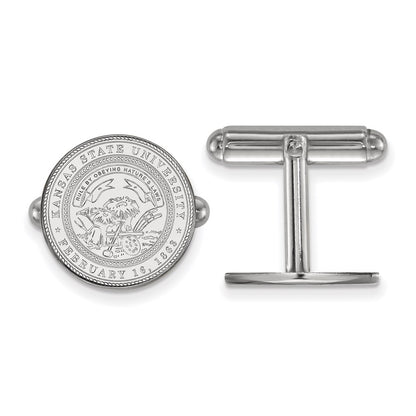 Sterling Silver Rhod-Pltd Logoart Kansas State University Crest Cuff Links