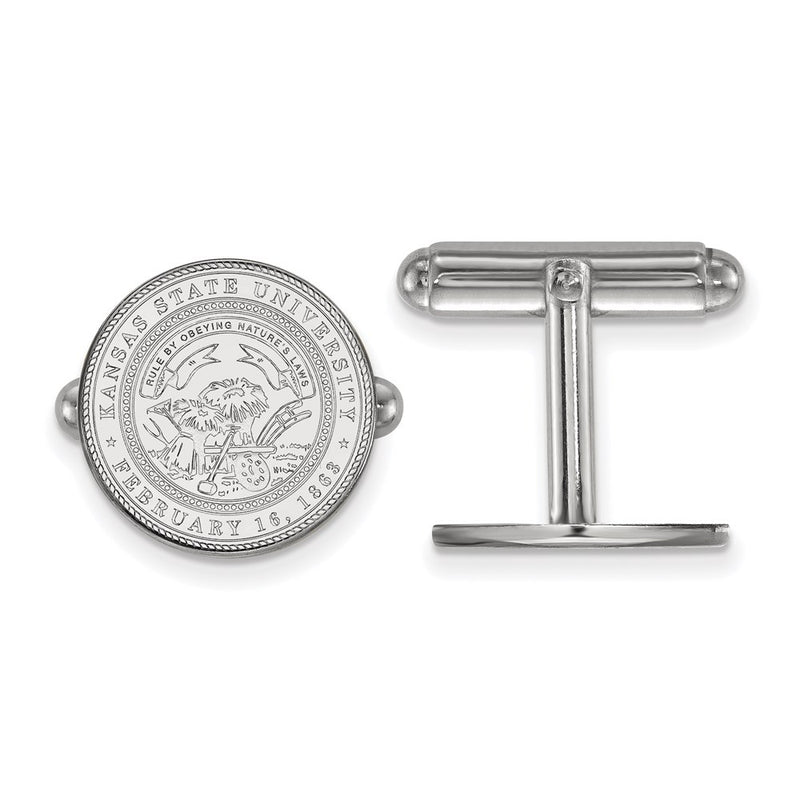 Sterling Silver Rhod-Pltd Logoart Kansas State University Crest Cuff Links