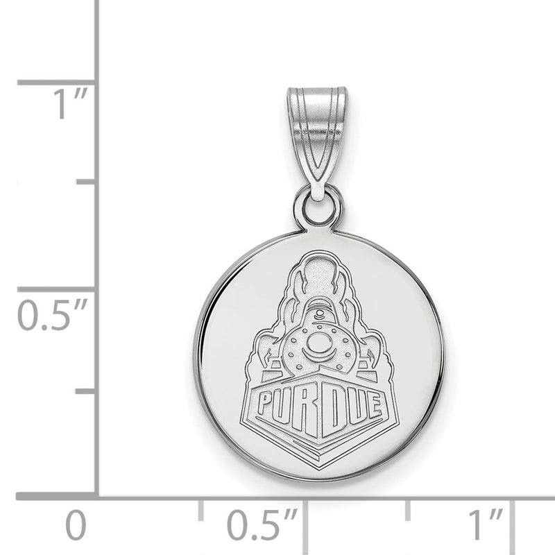 14K White Gold Logoart Purdue University Boilermakers Train Logo Medium Disc Pendant