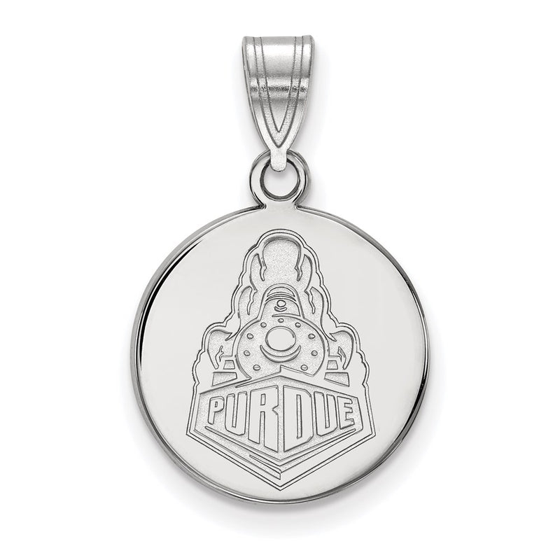 14K White Gold Logoart Purdue University Boilermakers Train Logo Medium Disc Pendant