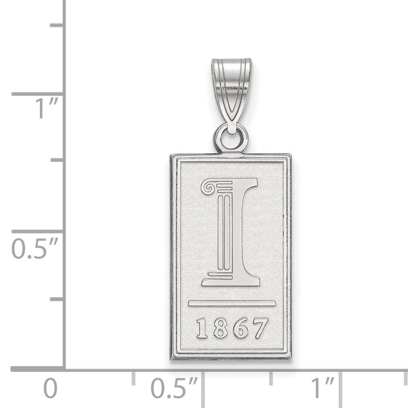 10K White Gold Logoart University Of Illinois I 1867 Large Pendant