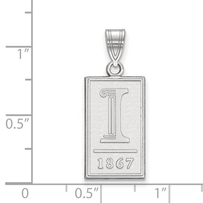 Sterling Silver Rhodium Plated Logoart University Of Illinois I 1867 Large Pendant