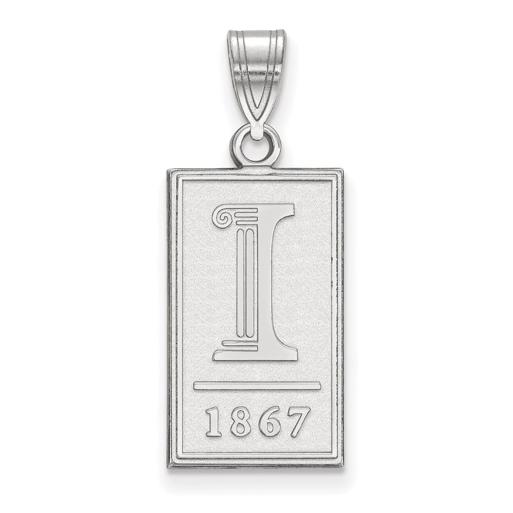 Sterling Silver Rhodium Plated Logoart University Of Illinois I 1867 Large Pendant