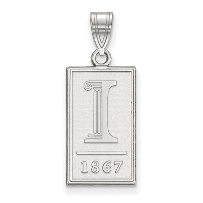 Sterling Silver Rhodium Plated Logoart University Of Illinois I 1867 Large Pendant