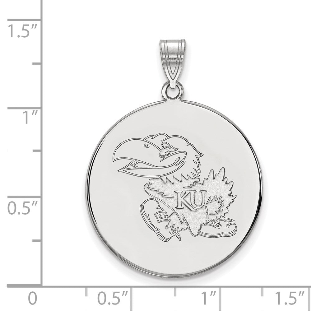 14K White Gold Logoart University Of Kansas Jayhawk Extra Large Disc Pendant