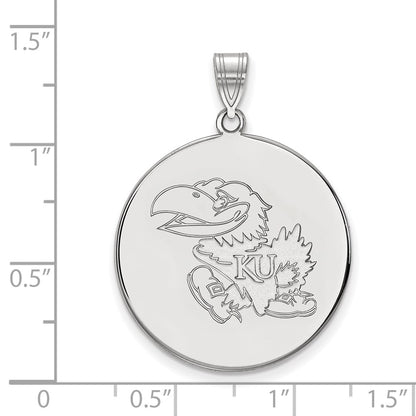 14K White Gold Logoart University Of Kansas Jayhawk Extra Large Disc Pendant