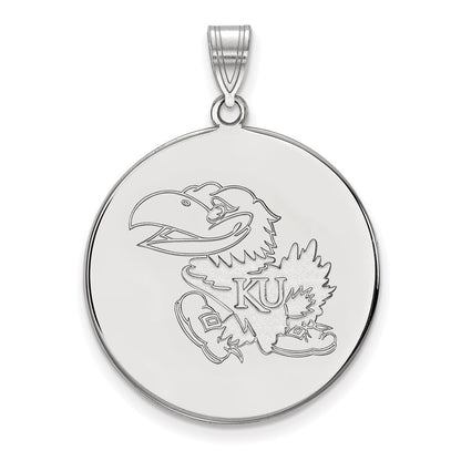 10K White Gold Logoart University Of Kansas Jayhawk Extra Large Disc Pendant
