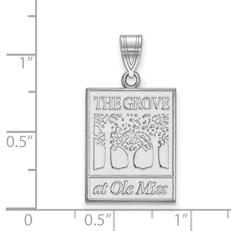 Sterling Silver Rhodium Plated Logoart University Of Mississippi The Grove At Ole Miss Large Pendant
