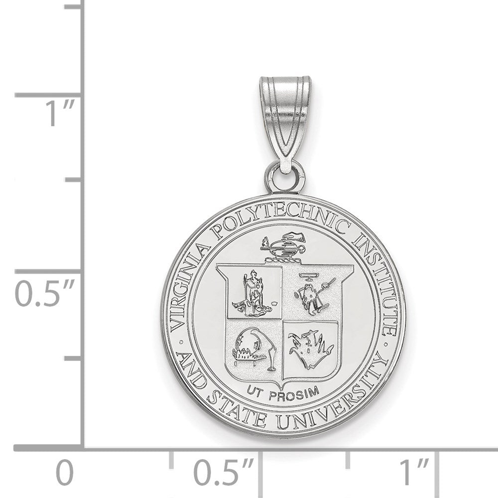 Sterling Silver Rhodium Plated Logoart Virginia Tech Large Crest Pendant