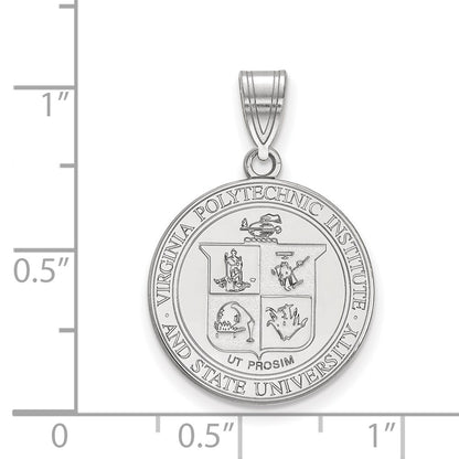 Sterling Silver Rhodium Plated Logoart Virginia Tech Large Crest Pendant