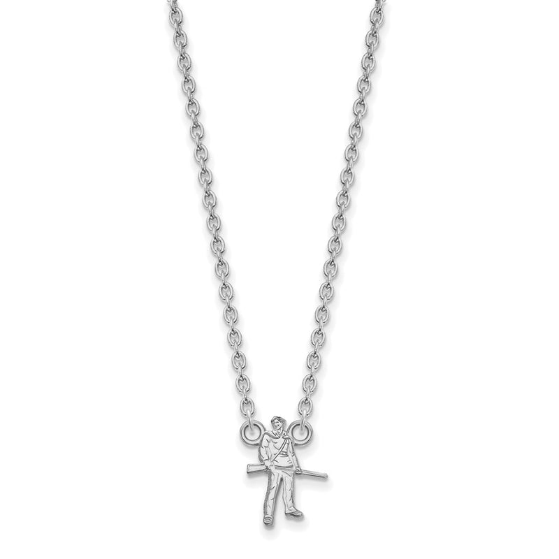 14K White Gold Logoart West Virginia University Mountaineer Large Pendant 18 Inch Necklace