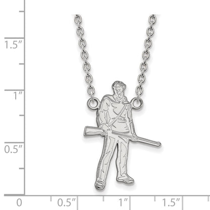 14K White Gold Logoart West Virginia University Mountaineer Large Pendant 18 Inch Necklace