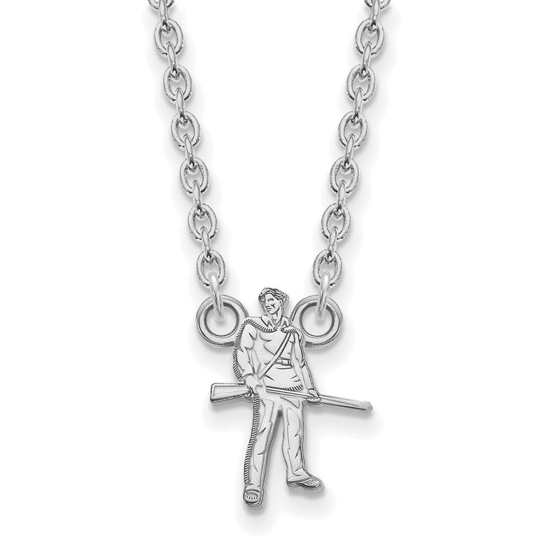 Sterling Silver Rhodium Plated Logoart West Virginia University Mountaineer Large Pendant 18 Inch Necklace