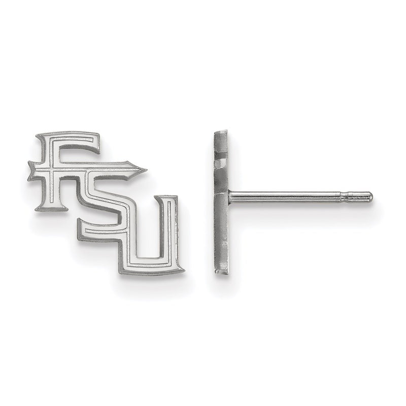 Sterling Silver Rhodium Plated Logoart Florida State University F S U Extra Small Post Earrings