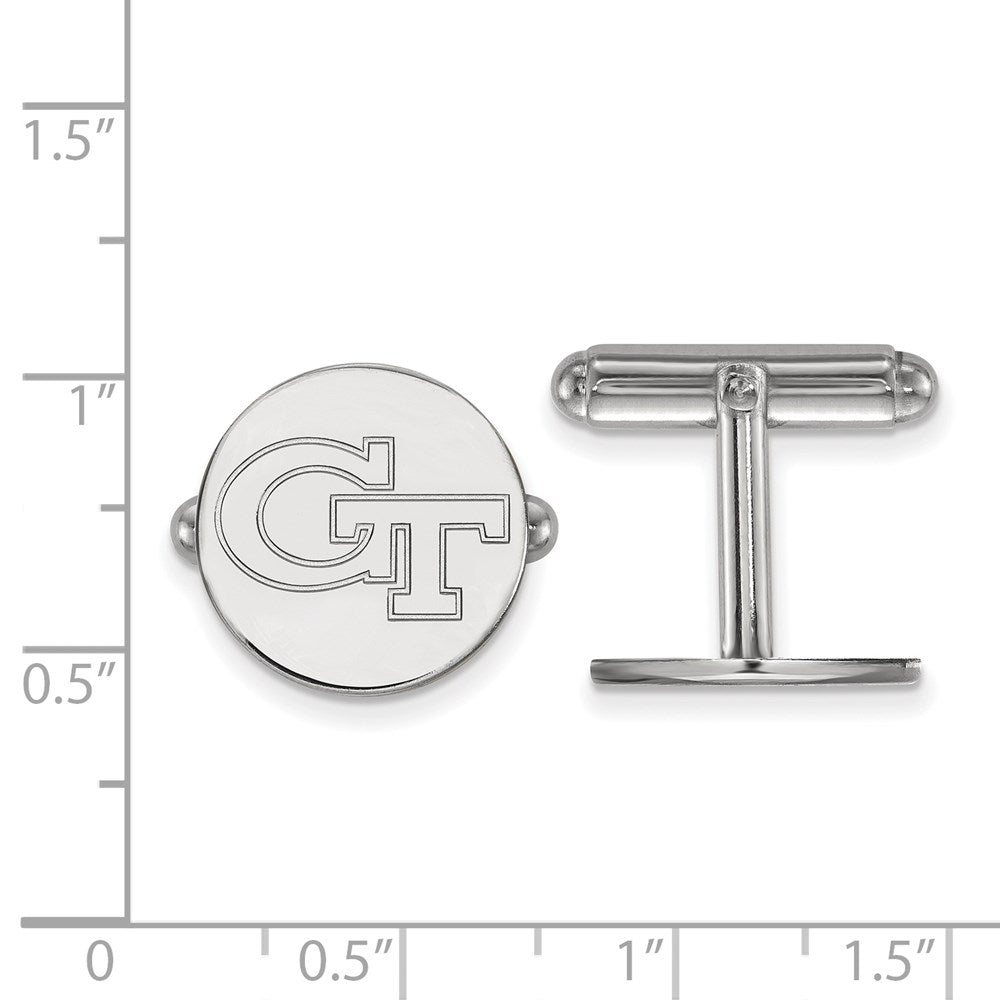 Sterling Silver Rhod-Pltd Logoart Georgia Tech Cuff Links