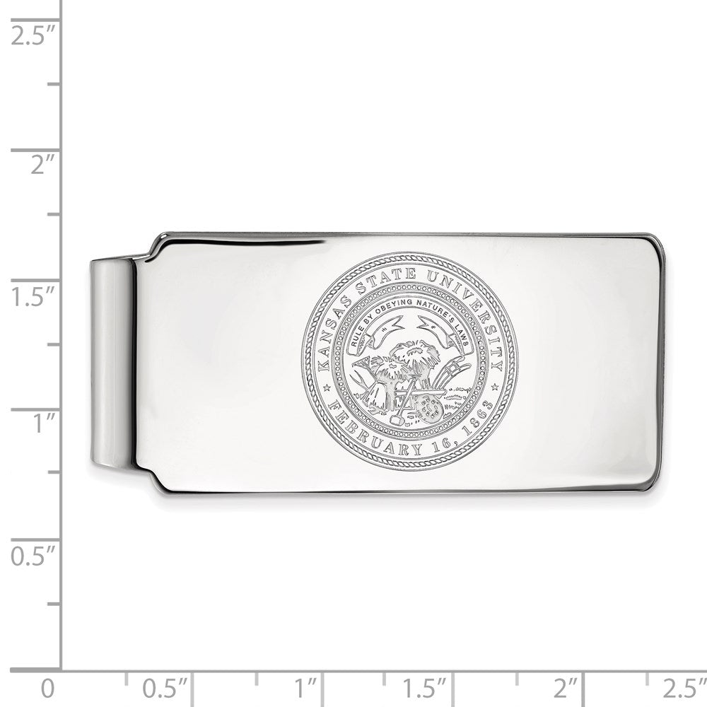 Sterling Silver Rhod-Pltd Logoart Kansas State Univ. Crest Money Clip