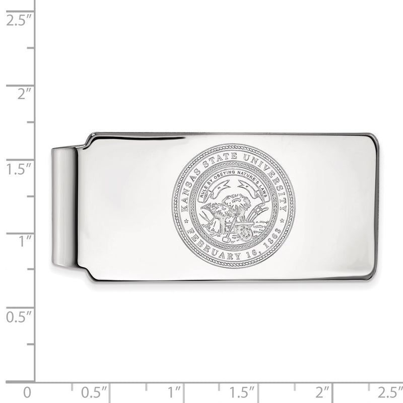 Sterling Silver Rhod-Pltd Logoart Kansas State Univ. Crest Money Clip