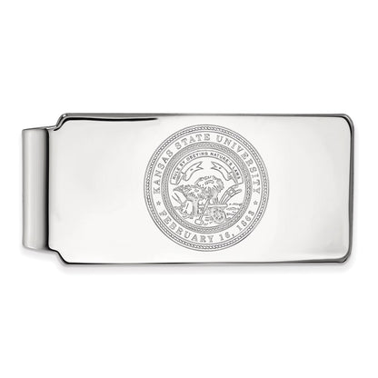 Sterling Silver Rhod-Pltd Logoart Kansas State Univ. Crest Money Clip