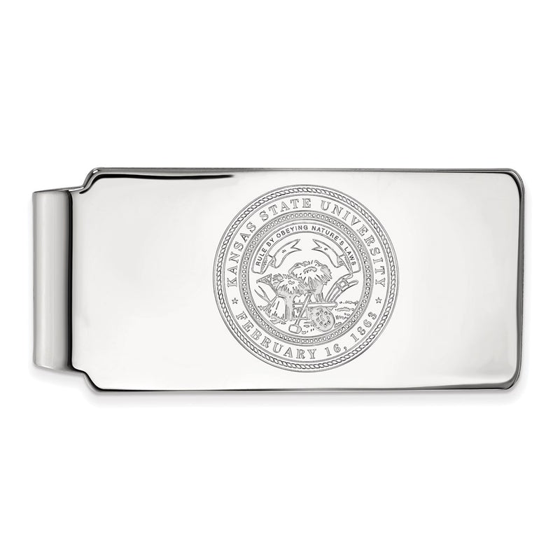 Sterling Silver Rhod-Pltd Logoart Kansas State Univ. Crest Money Clip