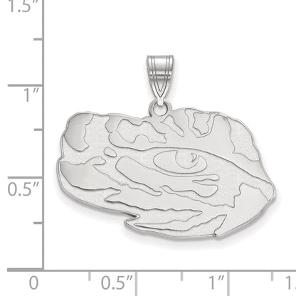 Sterling Silver Rhodium Plated Logoart Louisiana State University Tiger Eye Large Pendant