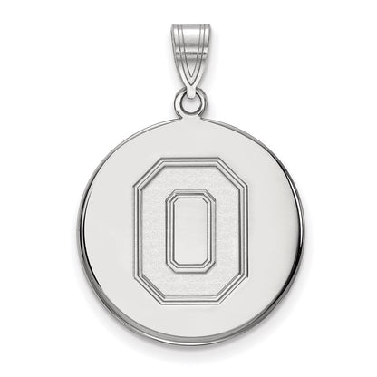 Sterling Silver Rhodium Plated Logoart The Ohio State University Letter O Large Disc Pendant