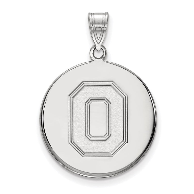 Sterling Silver Rhodium Plated Logoart The Ohio State University Letter O Large Disc Pendant