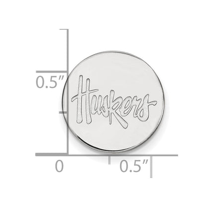 Sterling Silver Rhod-Pltd Logoart University of Nebraska Lapel Pin