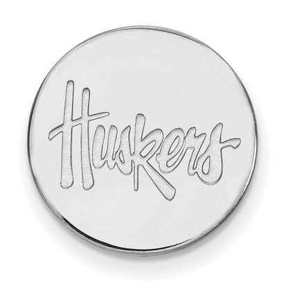 Sterling Silver Rhod-Pltd Logoart University of Nebraska Lapel Pin