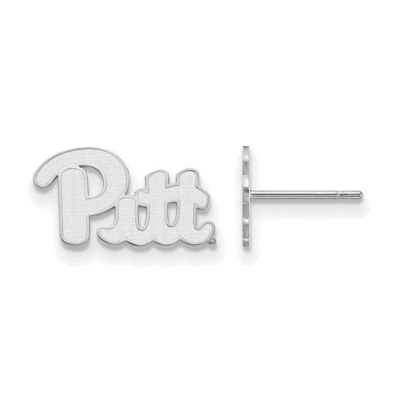 Sterling Silver Rhodium Plated Logoart University Of Pittsburgh Extra Small Post Earrings