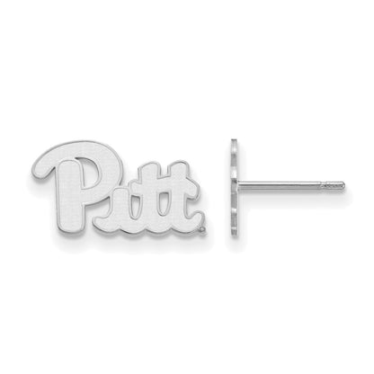 10K White Gold Logoart University Of Pittsburgh Extra Small Post Earrings