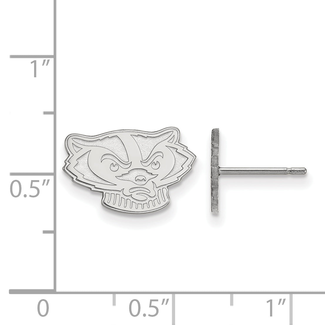 10K White Gold Logoart University Of Wisconsin Badger Extra Small Post Earrings