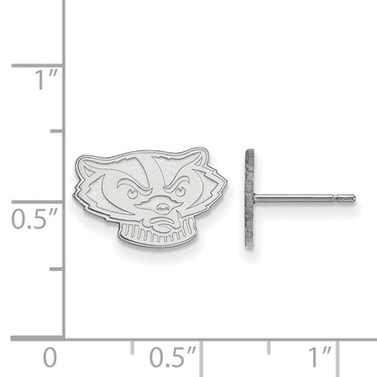 10K White Gold Logoart University Of Wisconsin Badger Extra Small Post Earrings
