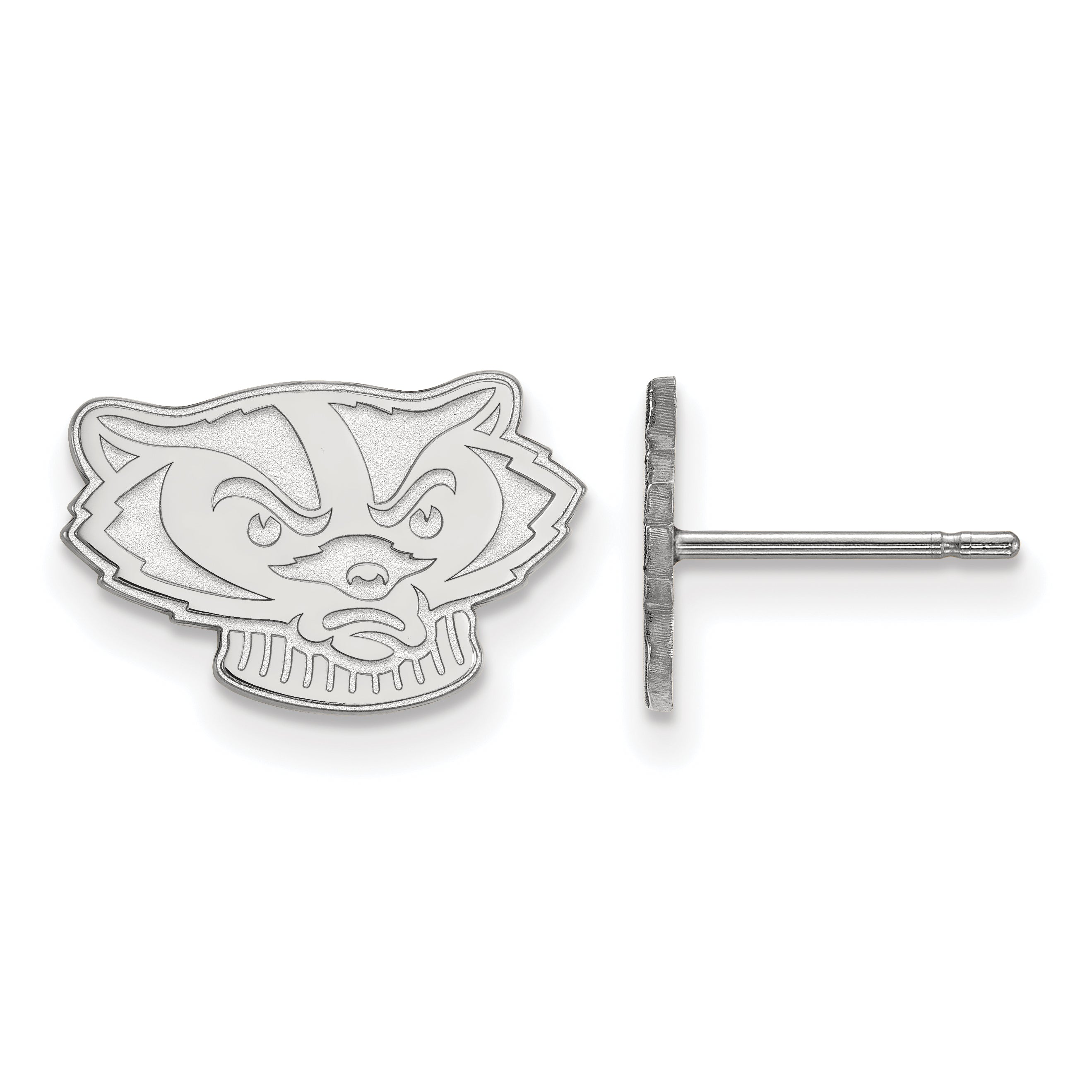 10K White Gold Logoart University Of Wisconsin Badger Extra Small Post Earrings