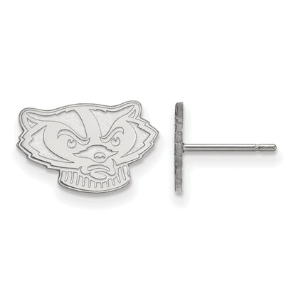 10K White Gold Logoart University Of Wisconsin Badger Extra Small Post Earrings
